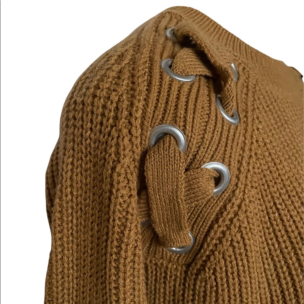 Brown / mustard yellow crop top chunky sweater size medium - Picture 4 of 8